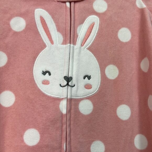 Carter’s Pink and White Fleece Sleep Sack 3-6 months EUC Bunny - Picture 3 of 12